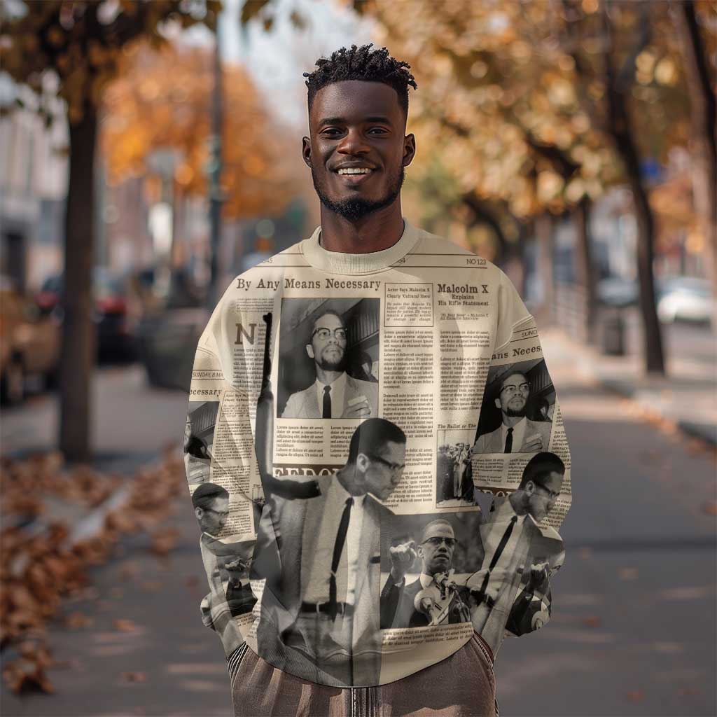Malcolm X Vintage Newspaper Print Style Sweatshirt - African Pride