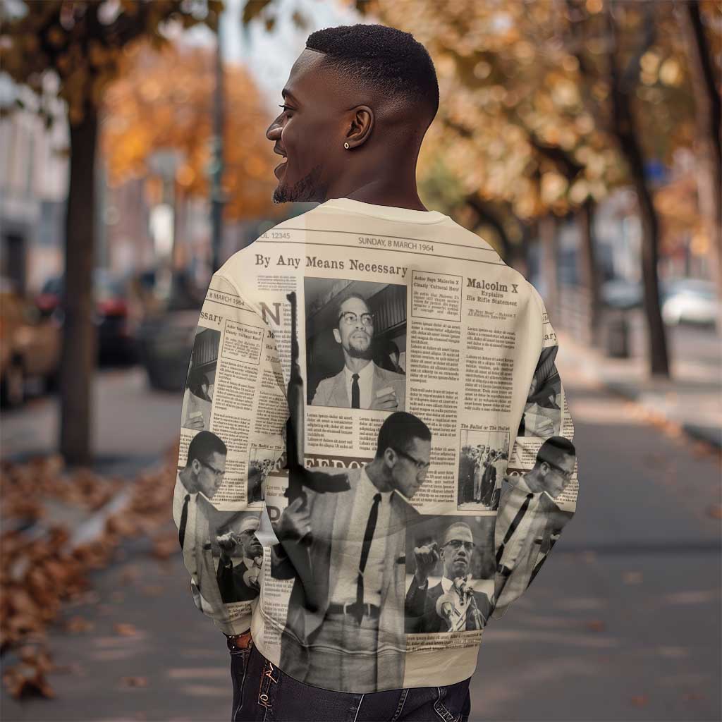 Malcolm X Vintage Newspaper Print Style Sweatshirt - African Pride