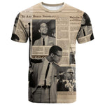 Malcolm X Vintage Newspaper Print Style T shirt LT15