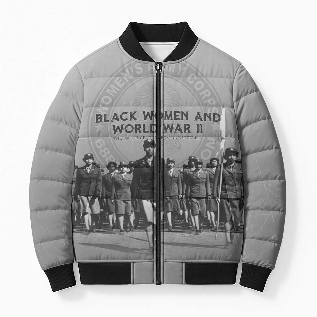 Black Women of World War II Bomber Puffer Jacket 6888th Central Postal Directory Battalion