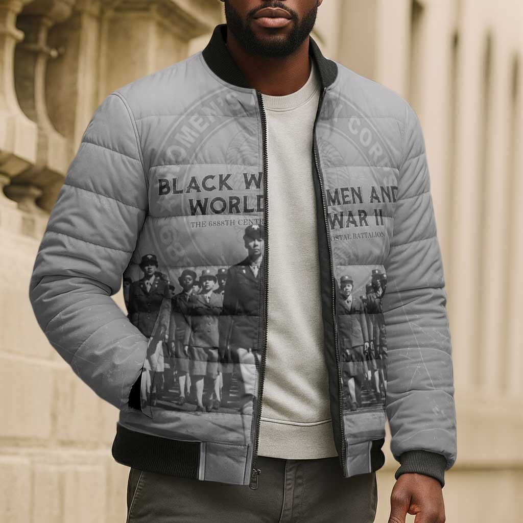 Black Women of World War II Bomber Puffer Jacket 6888th Central Postal Directory Battalion