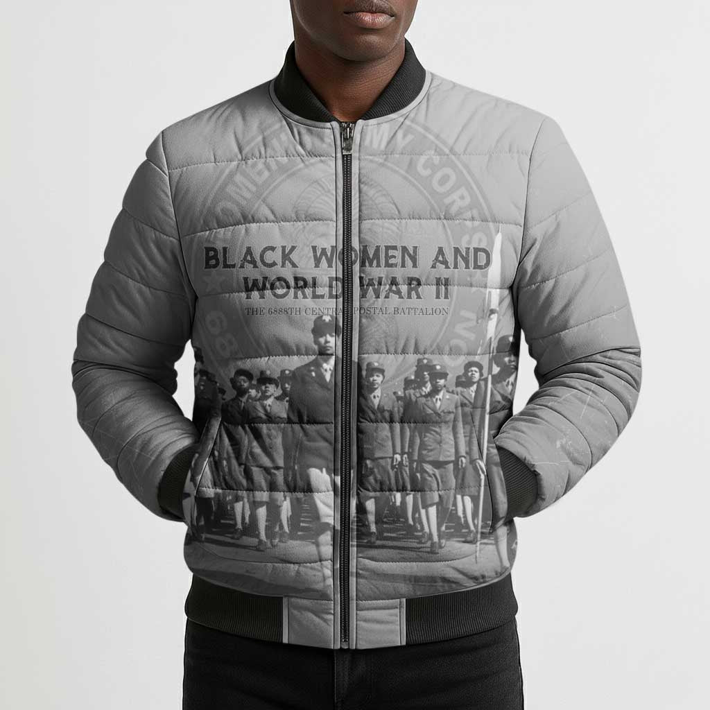 Black Women of World War II Bomber Puffer Jacket 6888th Central Postal Directory Battalion