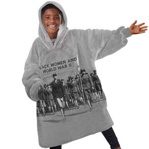 Black Women of World War II Kid Wearable Blanket Hoodie 6888th Central Postal Directory Battalion