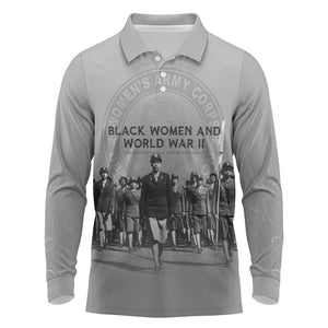 Black Women of World War II Long Sleeve Polo Shirt 6888th Central Postal Directory Battalion
