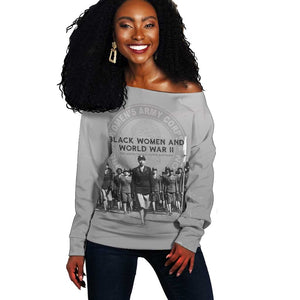 Black Women of World War II Off Shoulder Sweater 6888th Central Postal Directory Battalion