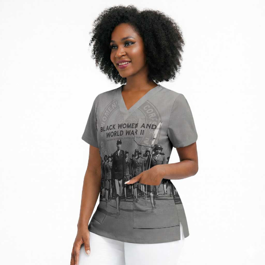 Black Women of World War II Scrub Top 6888th Central Postal Directory Battalion
