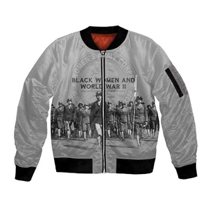 Black Women of World War II Sleeve Zip Bomber Jacket 6888th Central Postal Directory Battalion