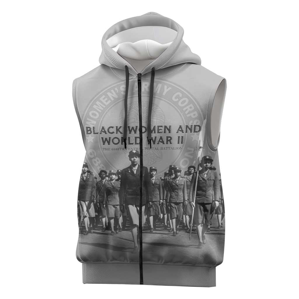 Black Women of World War II Sleeveless Zip Hoodie 6888th Central Postal Directory Battalion