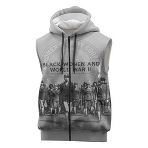 Black Women of World War II Sleeveless Zip Hoodie 6888th Central Postal Directory Battalion