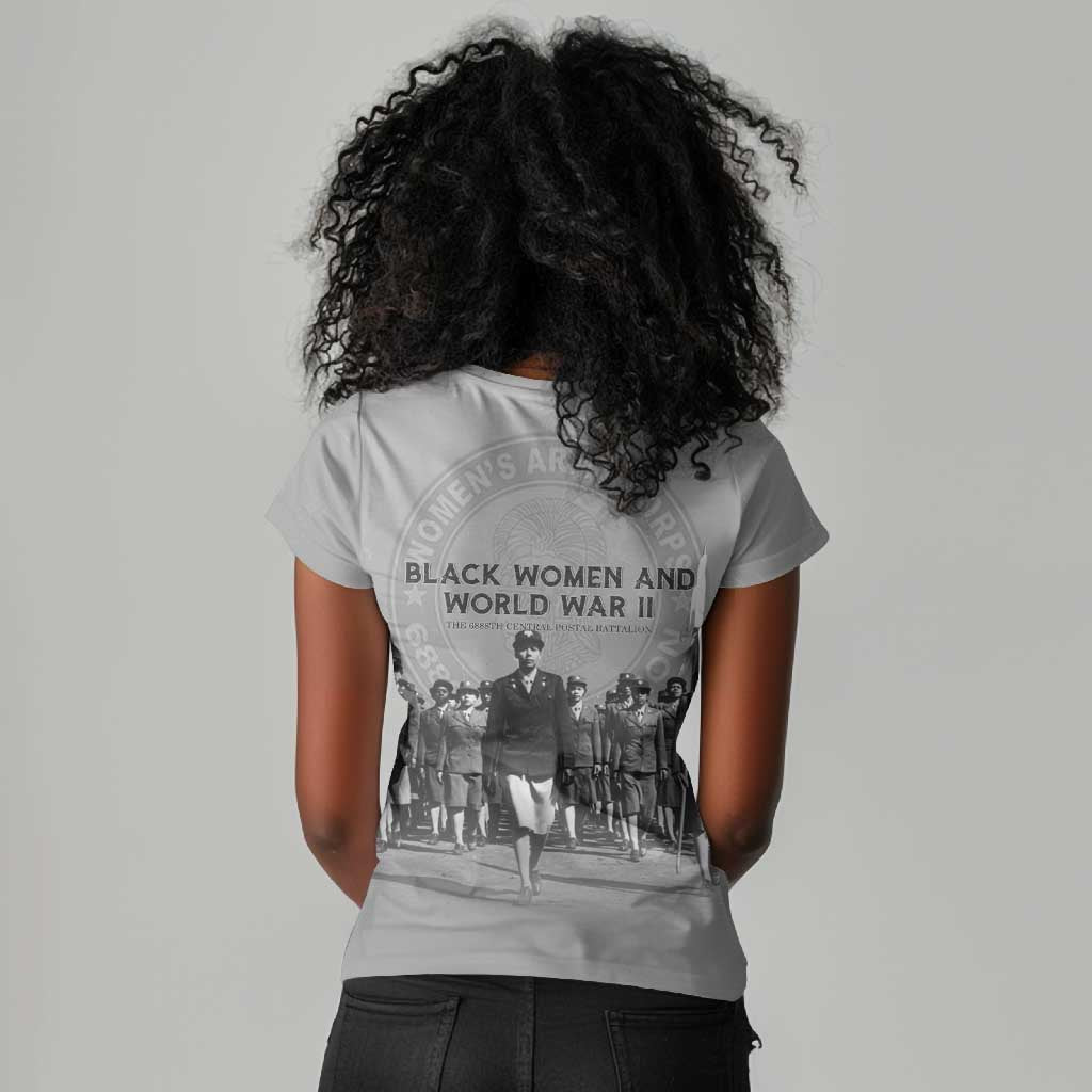 Black Women of World War II Women V-Neck T-Shirt 6888th Central Postal Directory Battalion