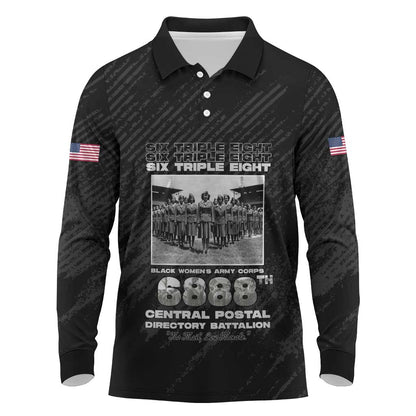 6888th Central Postal Directory Battalion Long Sleeve Polo Shirt Six Triple Eight