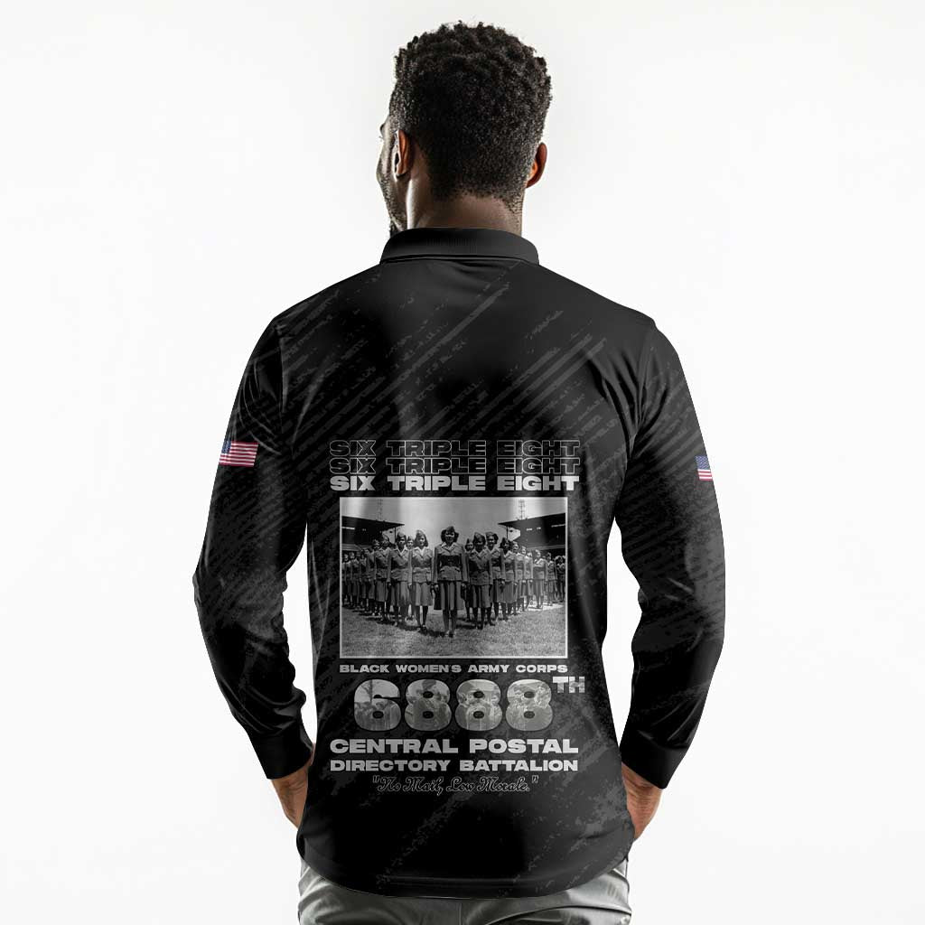 6888th Central Postal Directory Battalion Long Sleeve Polo Shirt Six Triple Eight