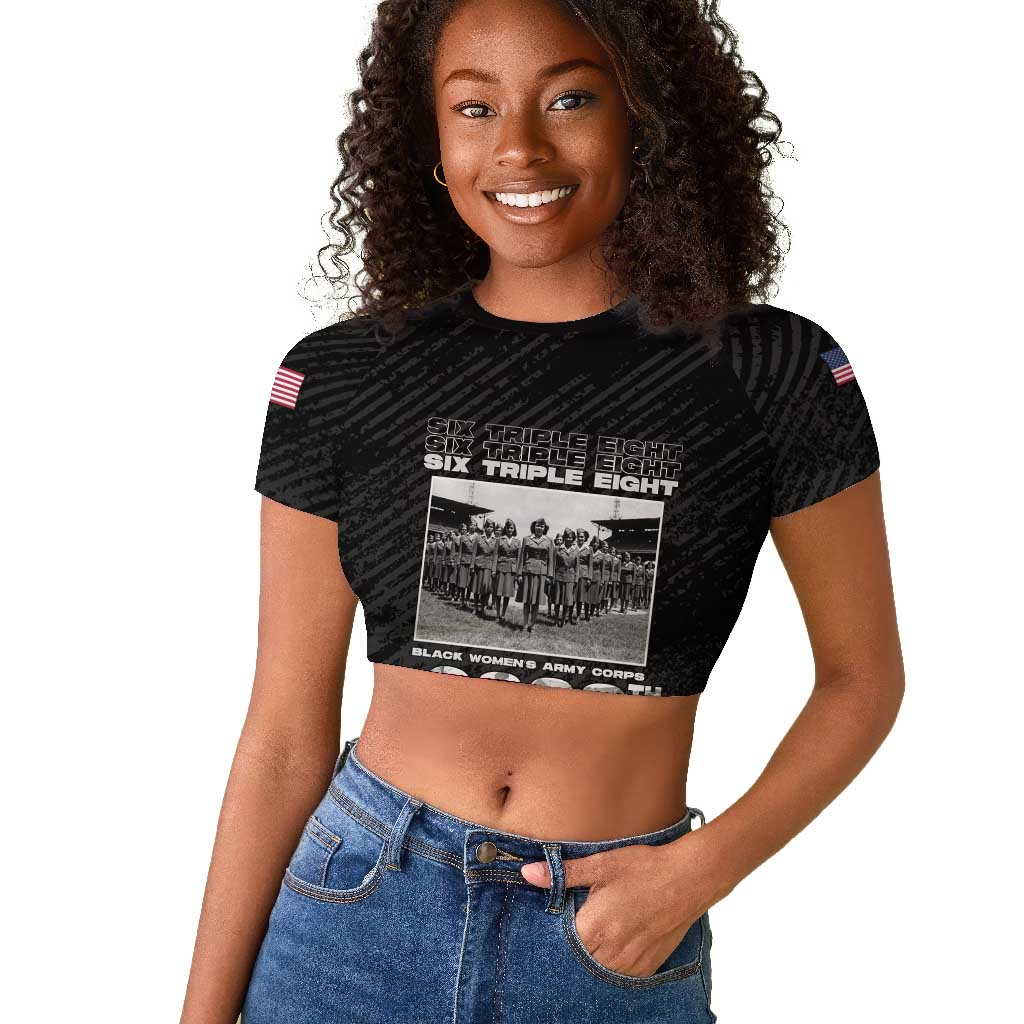 6888th Central Postal Directory Battalion Raglan Cropped T shirt Six Triple Eight