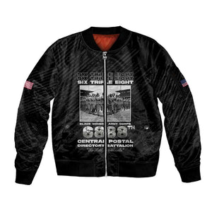 6888th Central Postal Directory Battalion Sleeve Zip Bomber Jacket Six Triple Eight