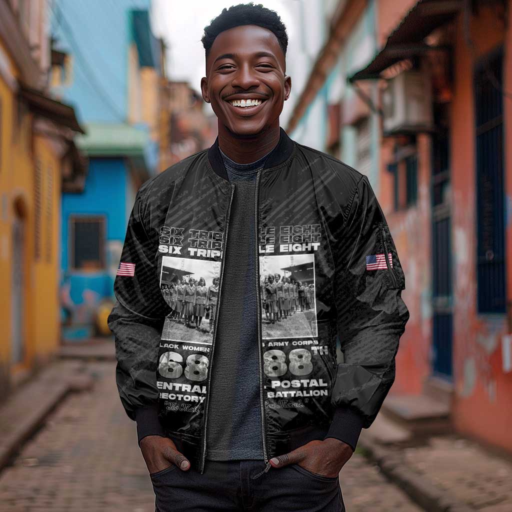 6888th Central Postal Directory Battalion Sleeve Zip Bomber Jacket Six Triple Eight