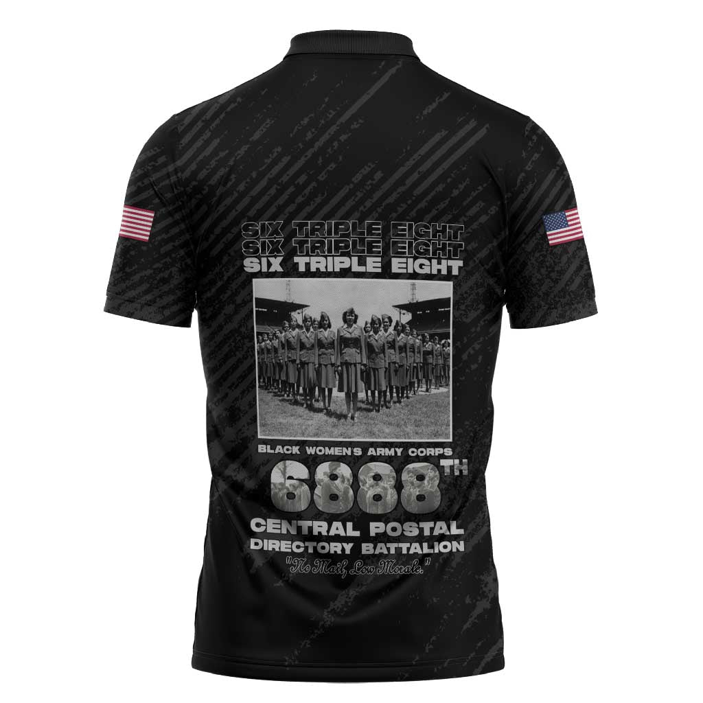 6888th Central Postal Directory Battalion Zipper Polo Shirt Six Triple Eight
