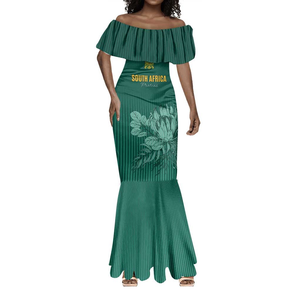 Custom South Africa Cricket Mermaid Dress Come On Proteas