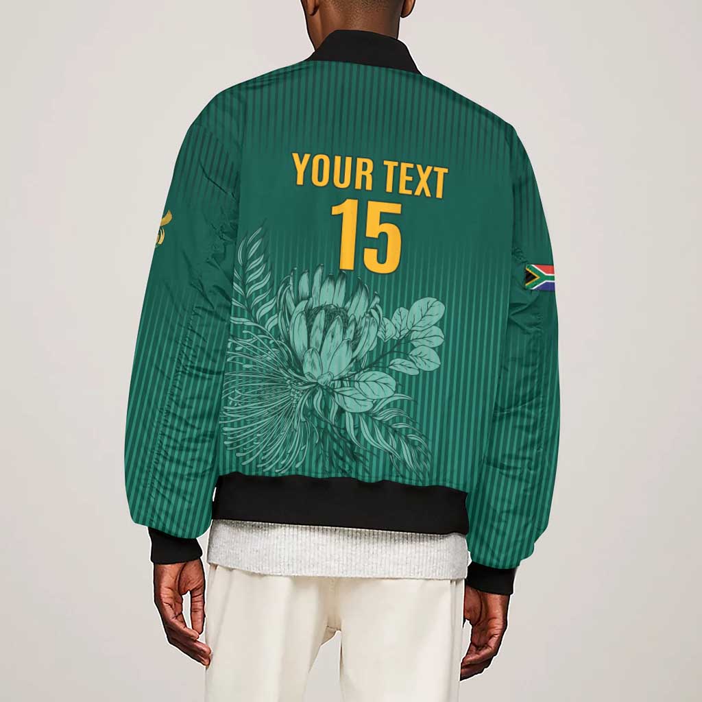 Custom South Africa Cricket Sleeve Zip Bomber Jacket Come On Proteas