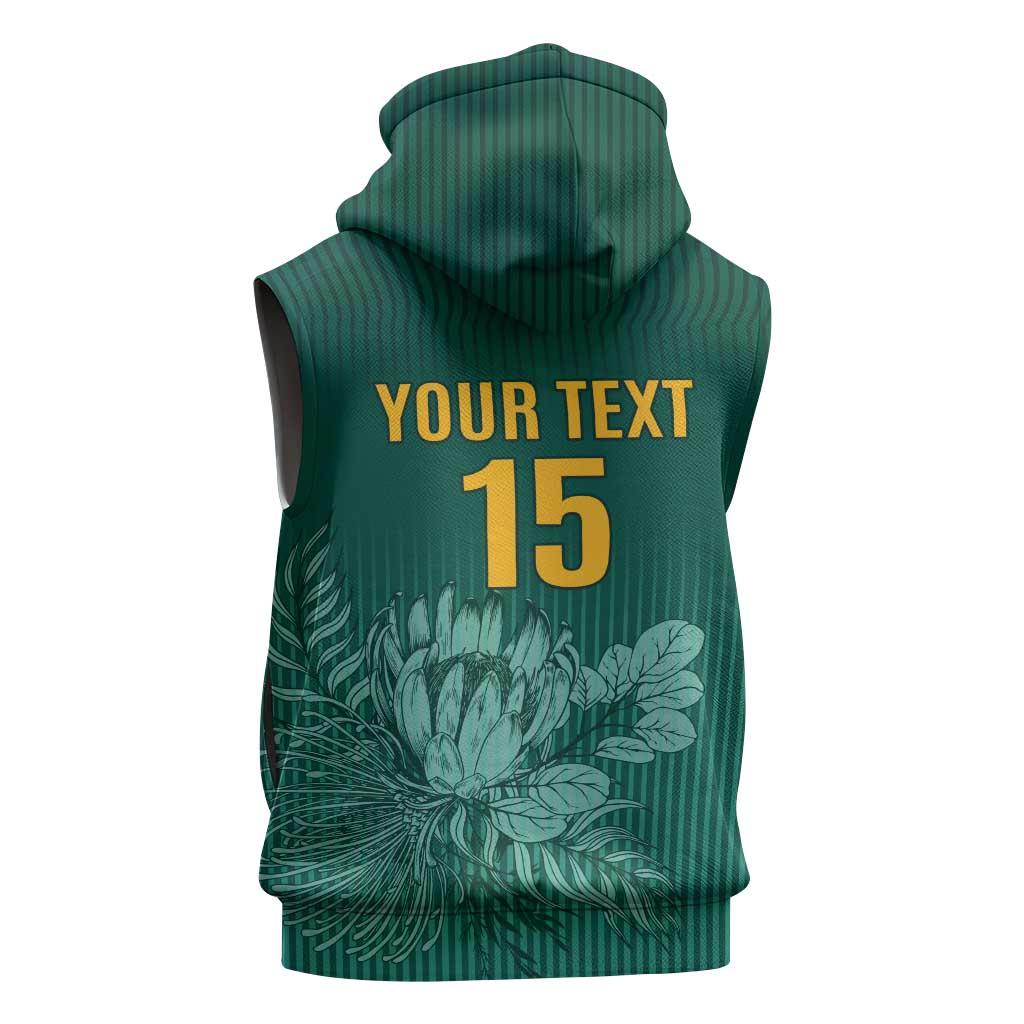 Custom South Africa Cricket Sleeveless Zip Hoodie Come On Proteas - African Pride