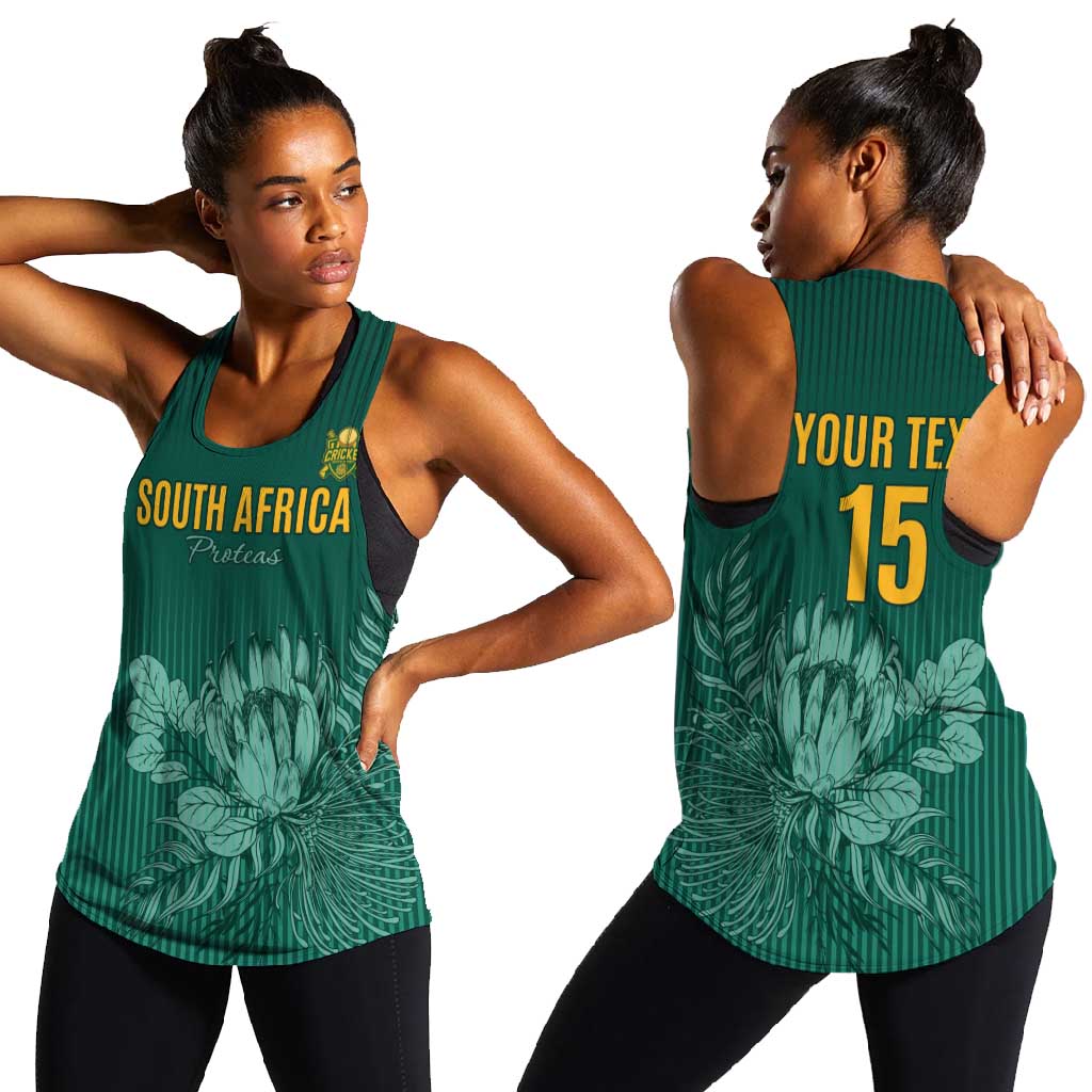 Custom South Africa Cricket Women Racerback Tank Come On Proteas