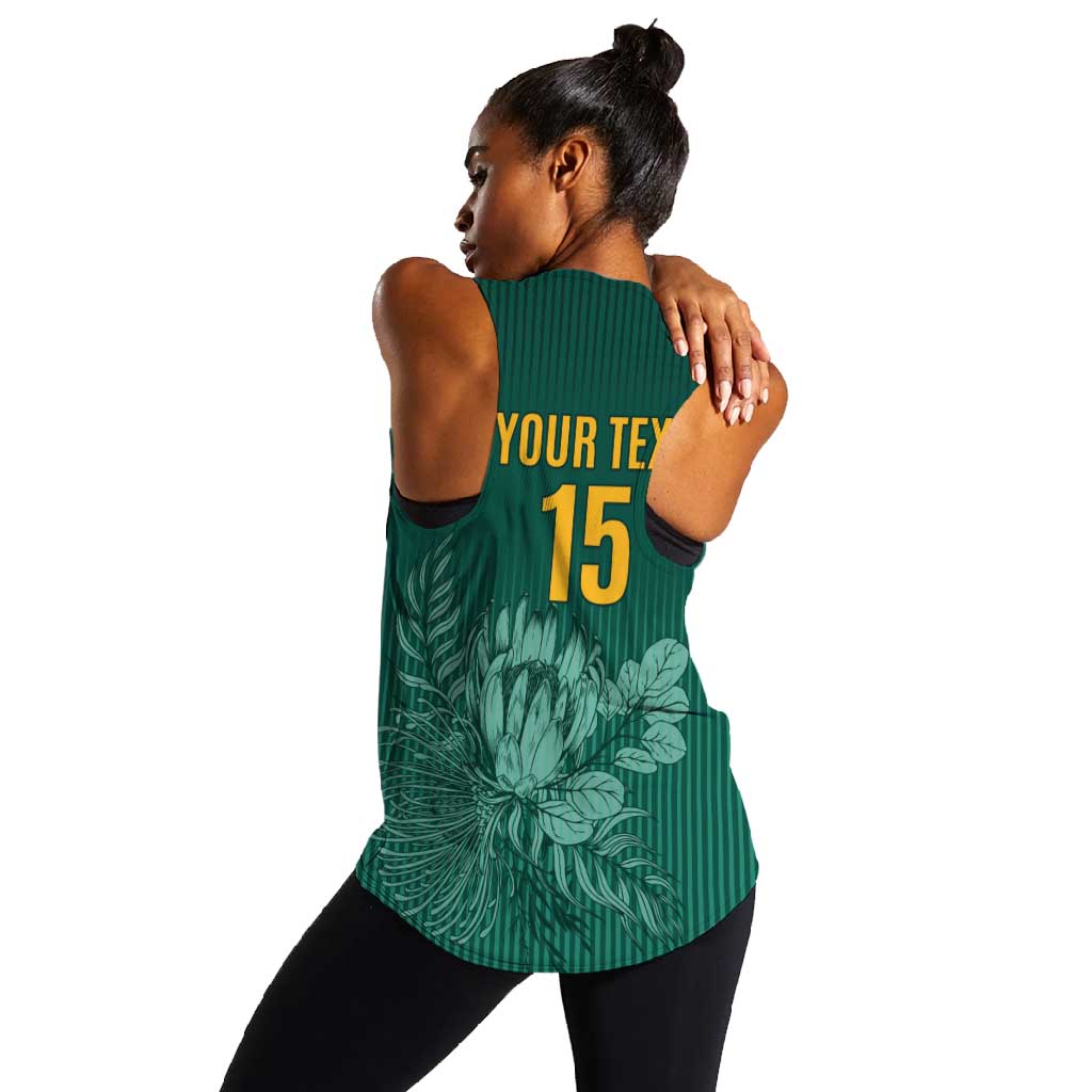 Custom South Africa Cricket Women Racerback Tank Come On Proteas