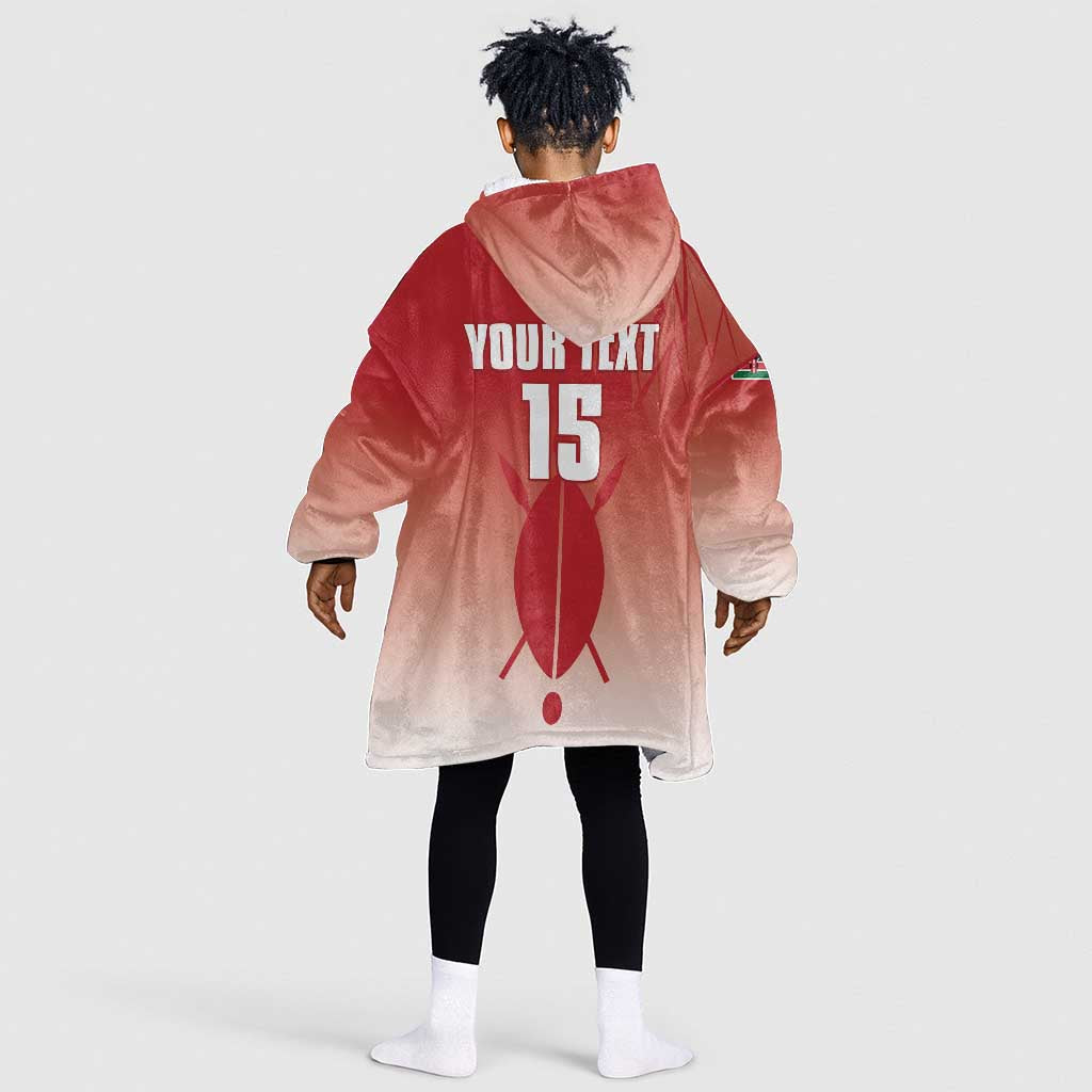 Kenya Football Custom Kid Wearable Blanket Hoodie Go Harambee Stars Go