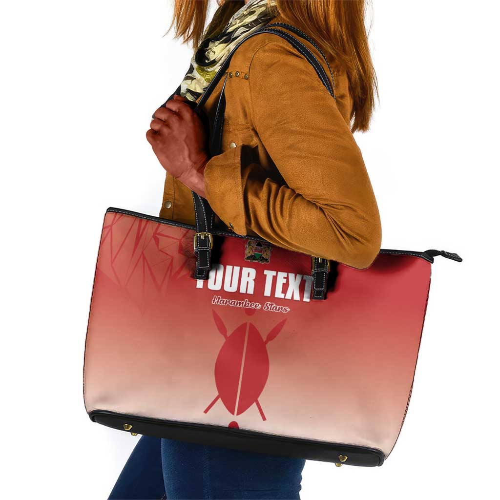 Kenya Football Custom Leather Tote Bag Go Harambee Stars Go