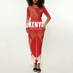 Kenya Football Custom Long Sleeve Bodycon Dress Go Harambee Stars Go LT15