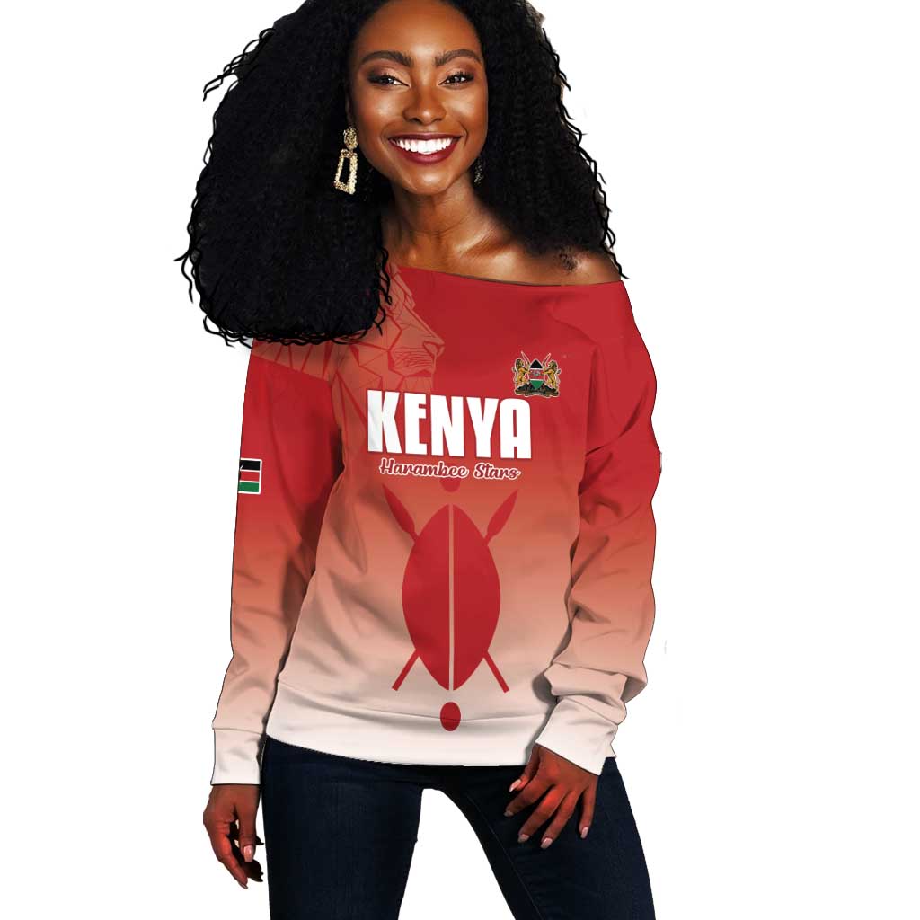 Kenya Football Custom Off Shoulder Sweater Go Harambee Stars Go