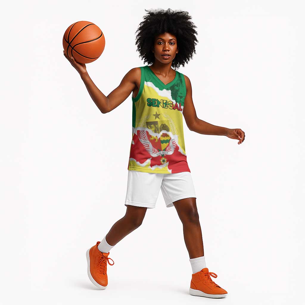 Custom Senegal Beach Soccer 2025 Basketball Jersey Go Champions - Grunge Style LT15
