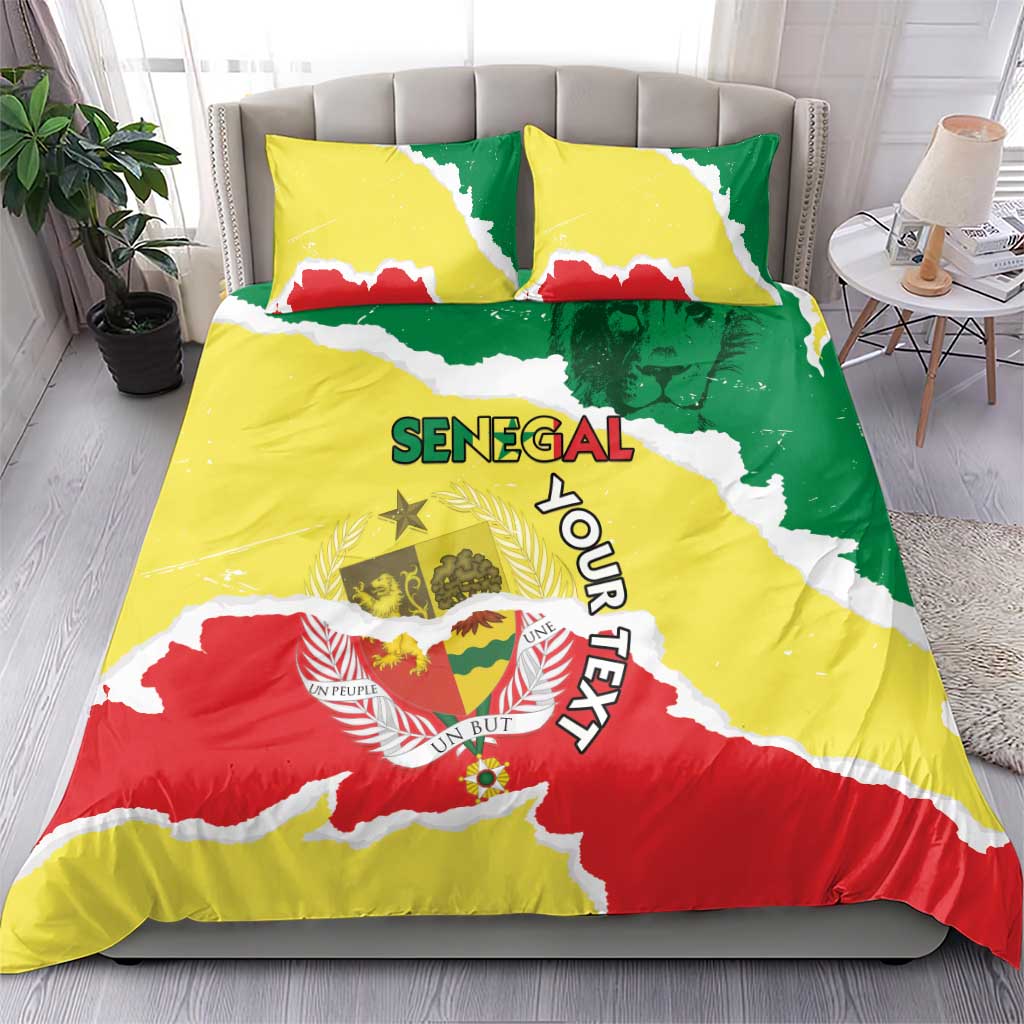Custom Senegal Beach Soccer 2025 Bedding Set Go Champions - Grunge Style