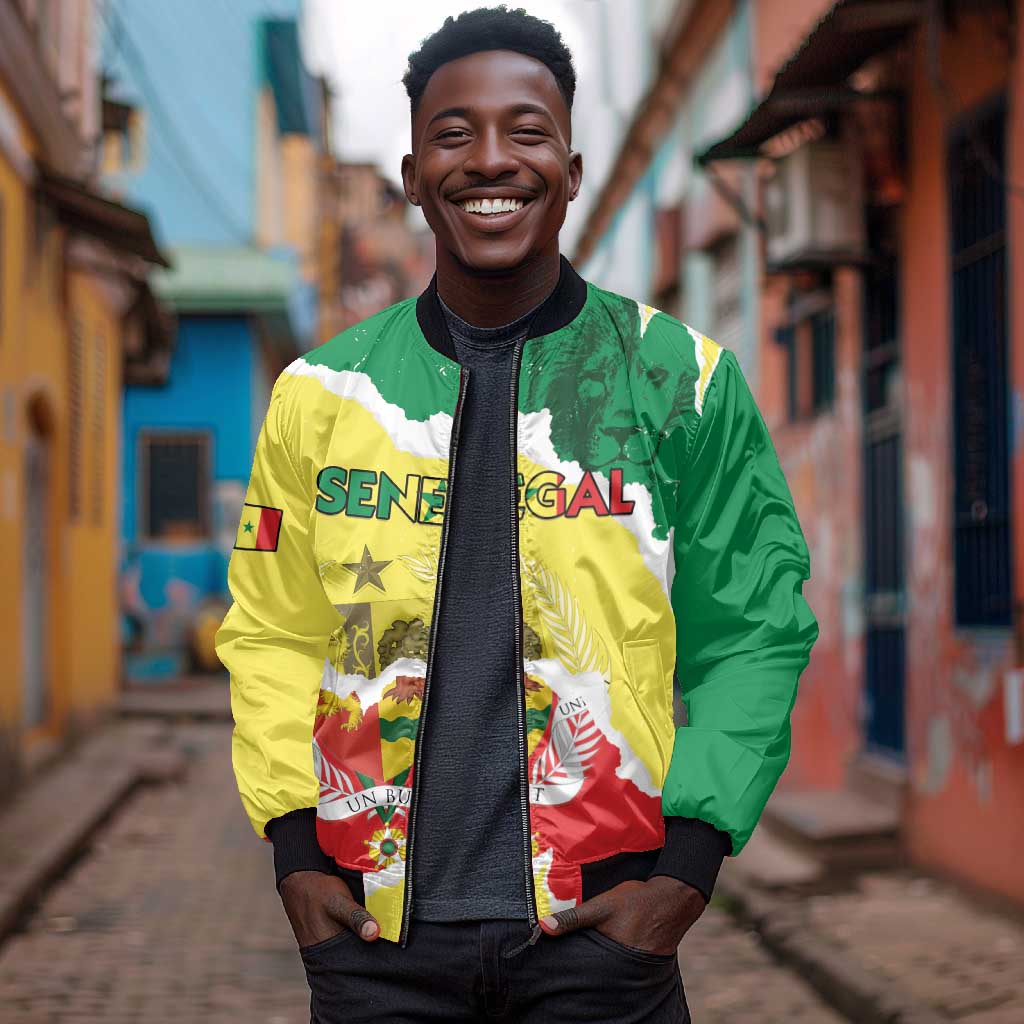 Custom Senegal Beach Soccer 2025 Bomber Jacket Go Champions - Grunge Style