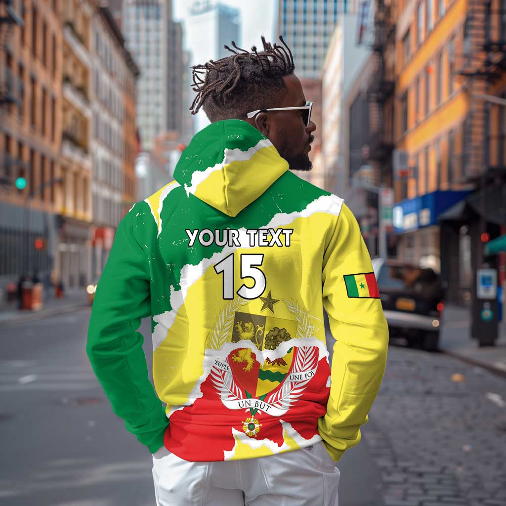 Custom Senegal Beach Soccer 2025 Hoodie Go Champions - Grunge Style