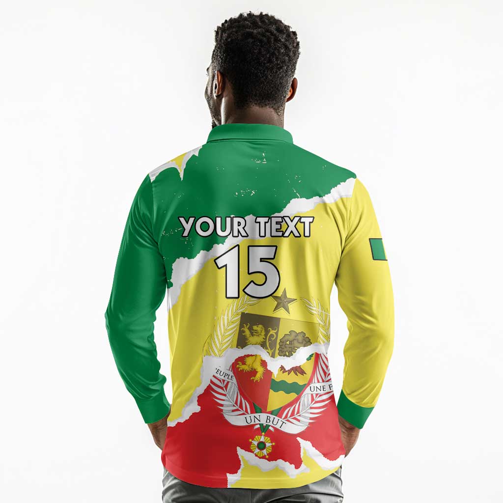 Custom Senegal Beach Soccer 2025 Long Sleeve Polo Shirt Go Champions - Grunge Style