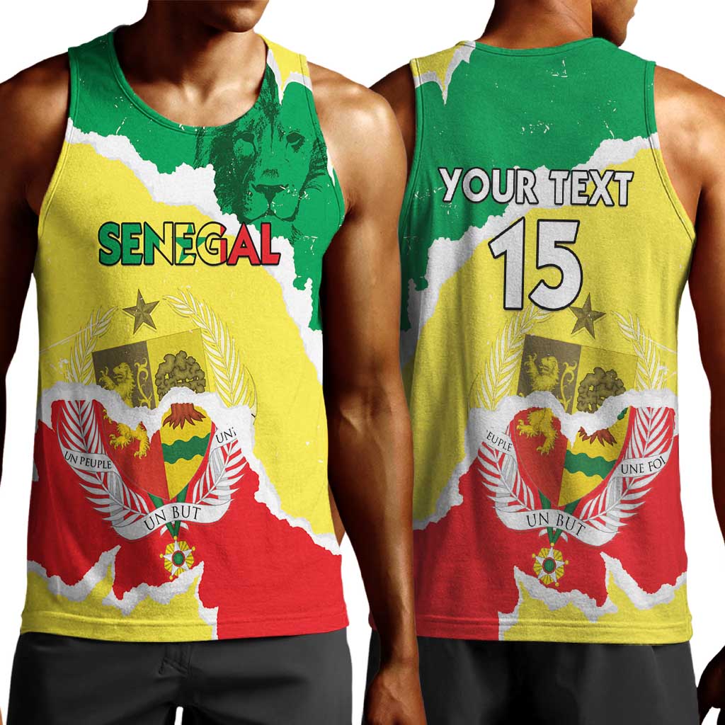 Custom Senegal Beach Soccer 2025 Men Tank Top Go Champions - Grunge Style