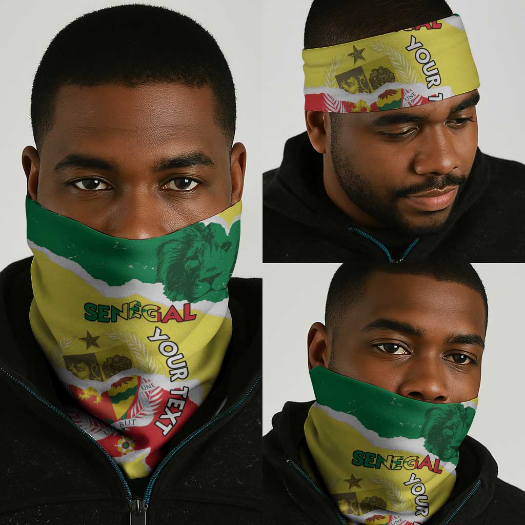 Custom Senegal Beach Soccer 2025 Neck Gaiter Go Champions - Grunge Style LT15