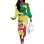 Custom Senegal Beach Soccer 2025 Off The Shoulder Long Sleeve Dress Go Champions - Grunge Style