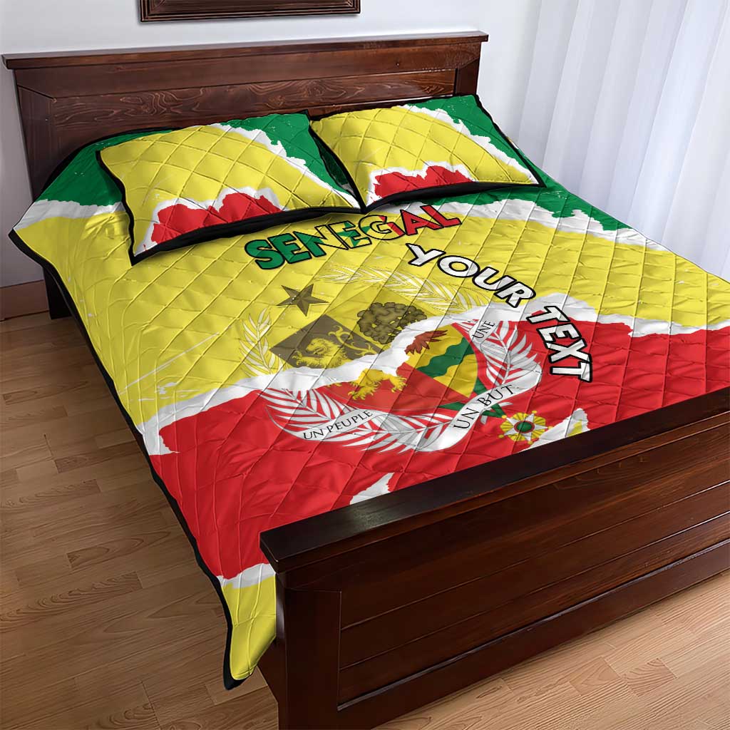 Custom Senegal Beach Soccer 2025 Quilt Bed Set Go Champions - Grunge Style