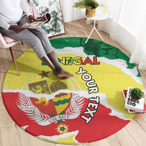 Custom Senegal Beach Soccer 2025 Round Carpet Go Champions - Grunge Style