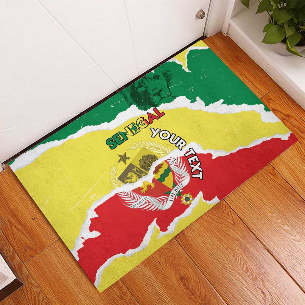 Custom Senegal Beach Soccer 2025 Rubber Doormat Go Champions - Grunge Style