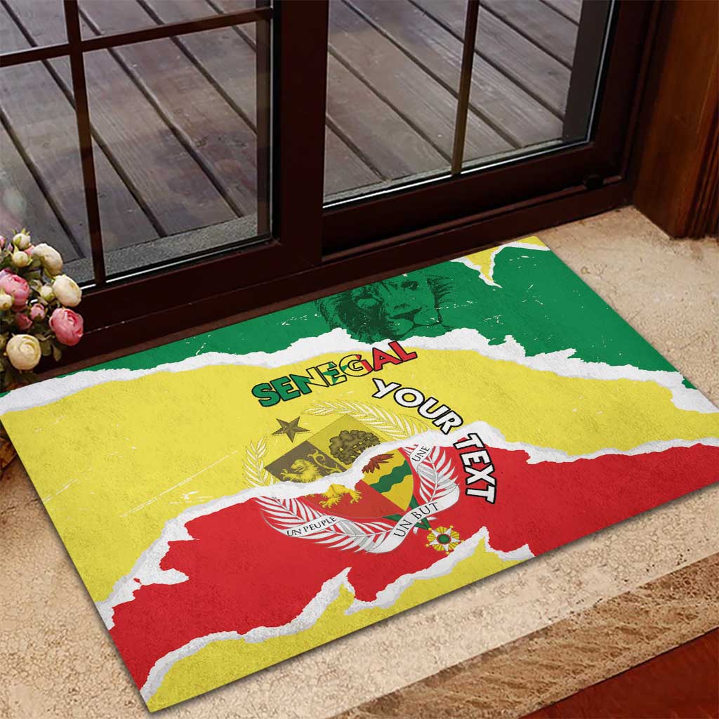 Custom Senegal Beach Soccer 2025 Rubber Doormat Go Champions - Grunge Style