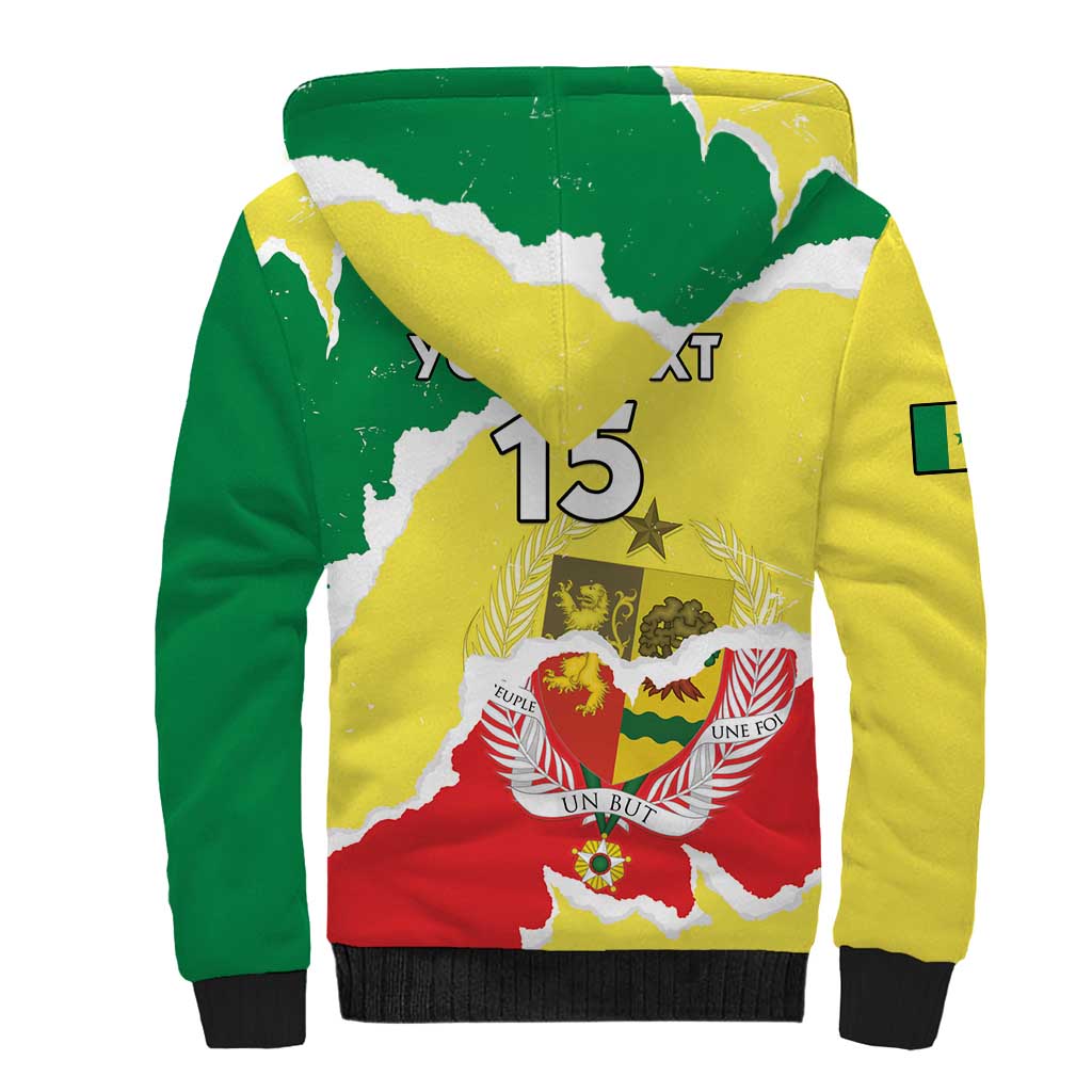 Custom Senegal Beach Soccer 2025 Sherpa Hoodie Go Champions - Grunge Style