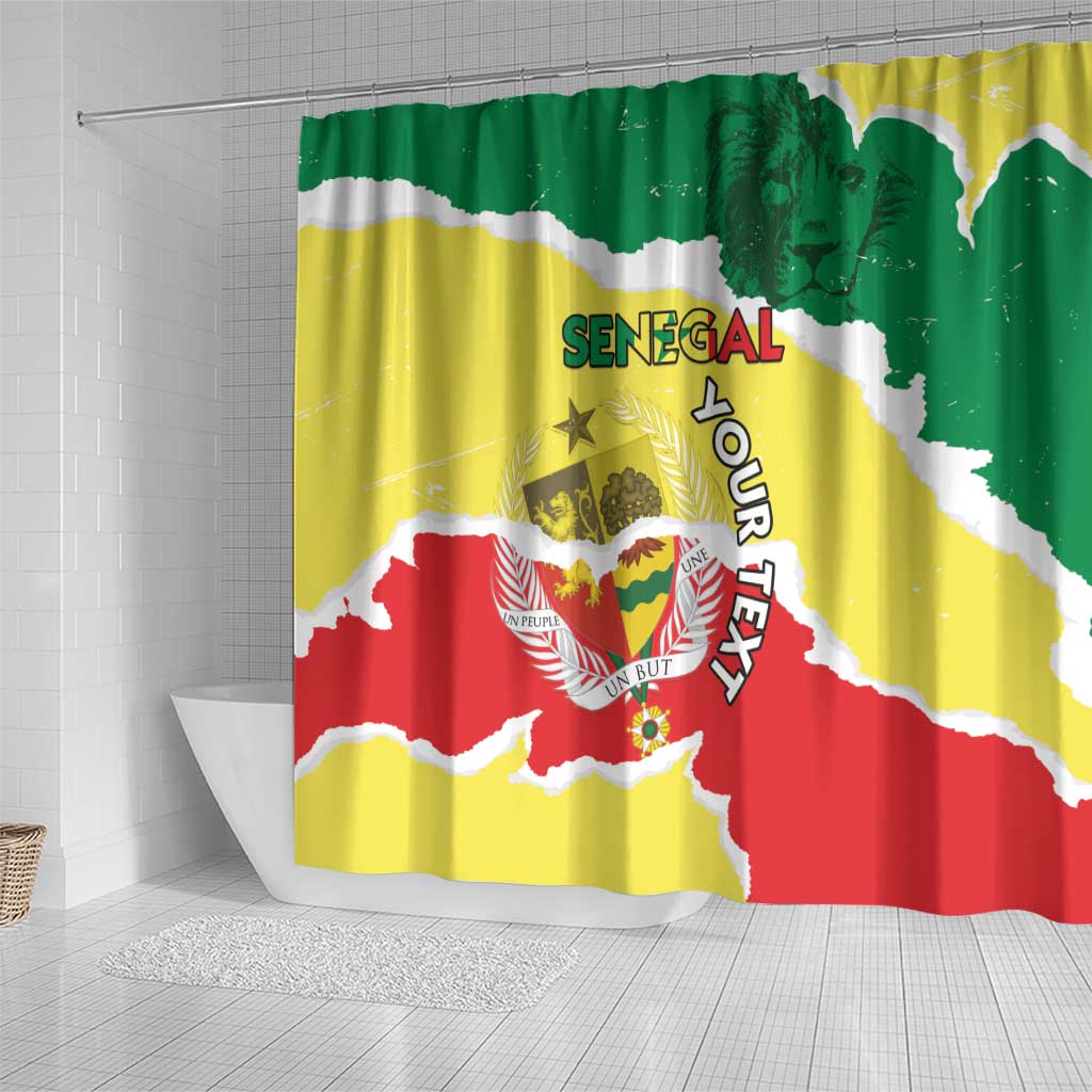 Custom Senegal Beach Soccer 2025 Shower Curtain Go Champions - Grunge Style