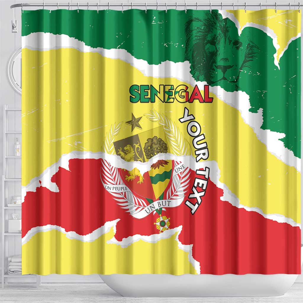 Custom Senegal Beach Soccer 2025 Shower Curtain Go Champions - Grunge Style