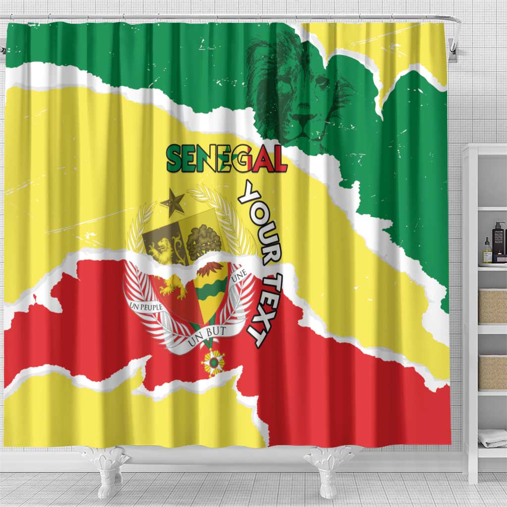 Custom Senegal Beach Soccer 2025 Shower Curtain Go Champions - Grunge Style