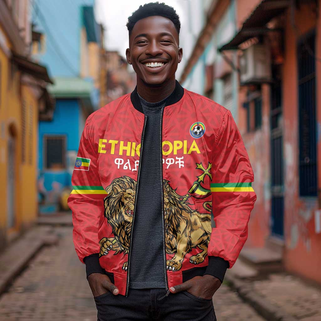 Custom Ethiopia Football Bomber Jacket Go Champions