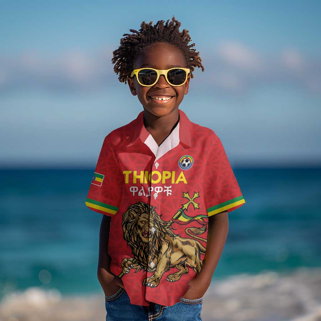 Custom Ethiopia Football Kid Hawaiian Shirt Go Champions