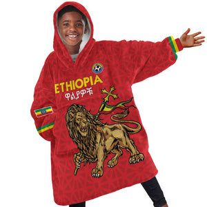 Custom Ethiopia Football Kid Wearable Blanket Hoodie Go Champions
