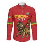 Custom Ethiopia Football Long Sleeve Button Shirt Go Champions