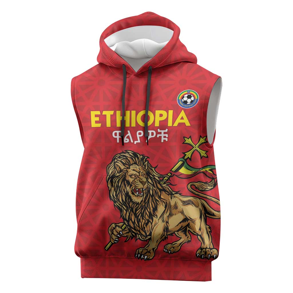 Custom Ethiopia Football Sleeveless Hoodie Go Champions - African Pride